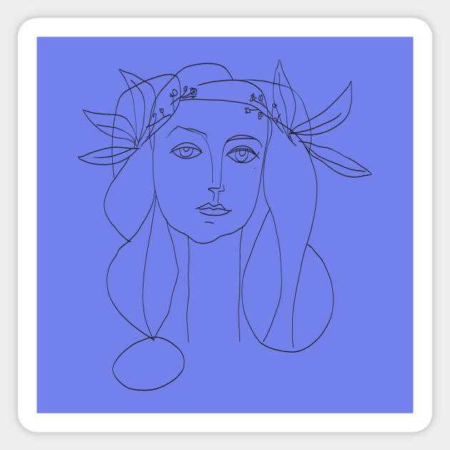 Picasso Line Art - Woman's Head Sticker by shamila